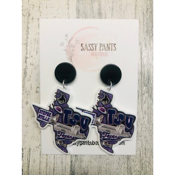 Tarleton State University TSU Texans Texas Earrings NEW - Picture 1 of 1